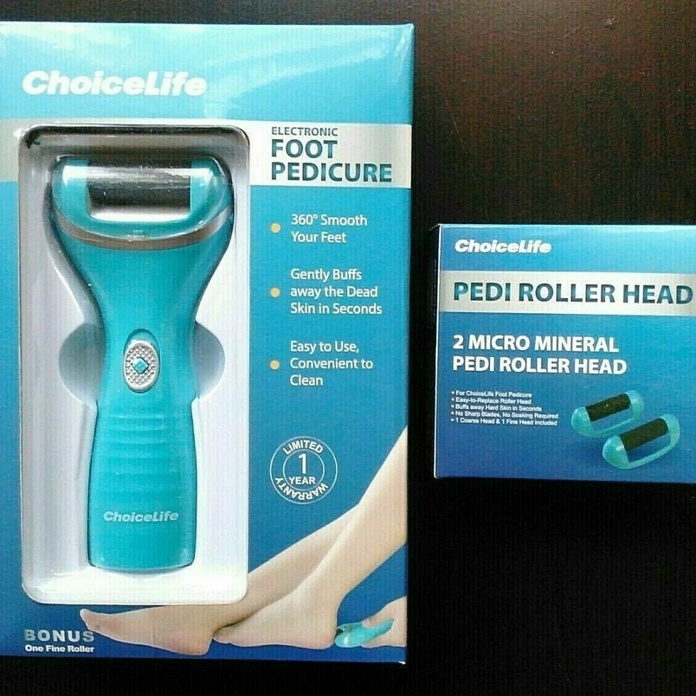 NEW! BEST! Electronic Foot Pedicure 4 Roller Heads Gift NIB